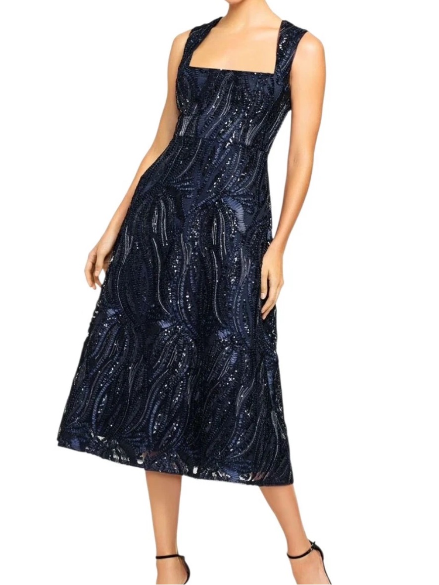 Aidan Mattox Navy Blue Sequin Cocktail Dress